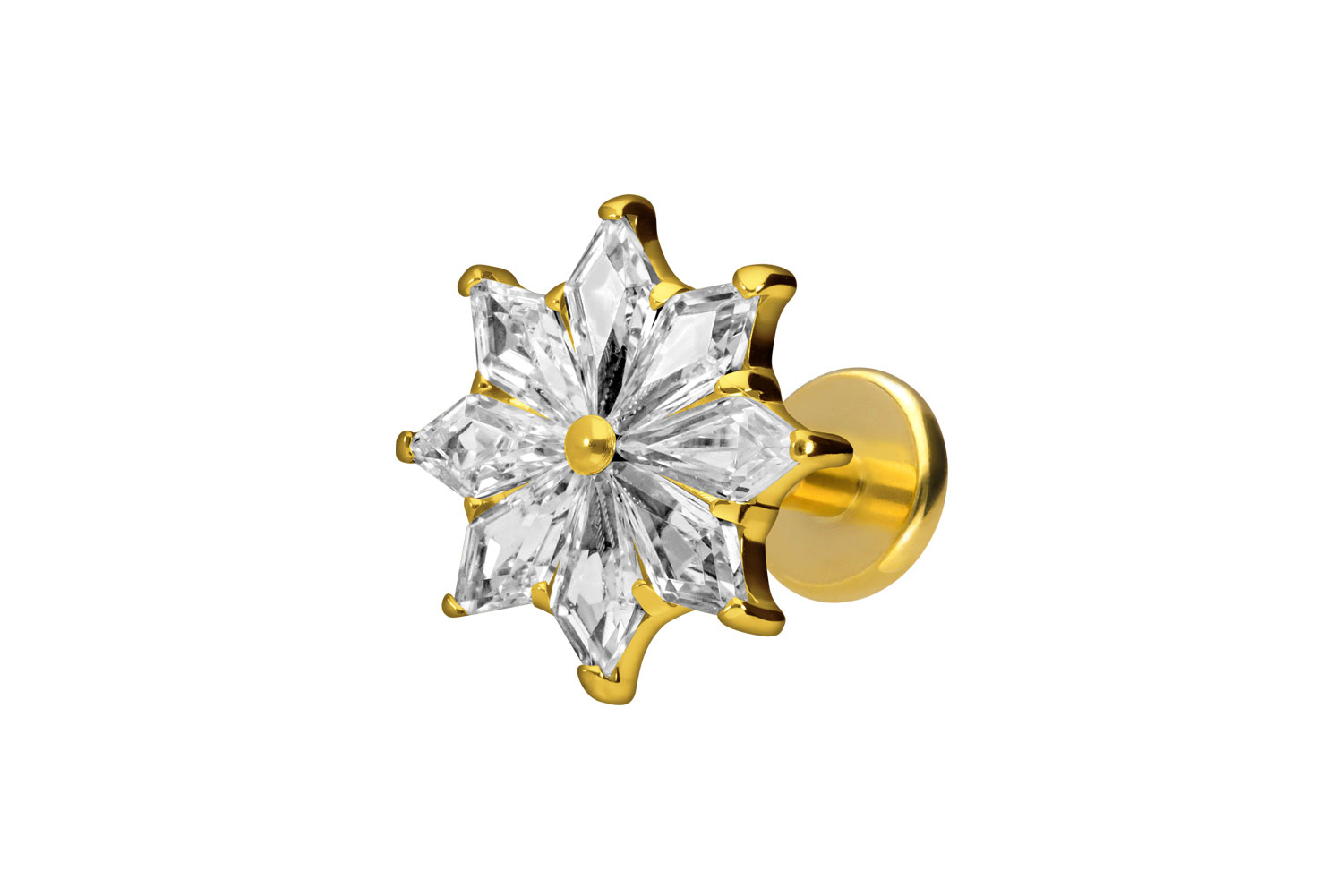 Titan Labret Piercing mit Innengewinde KRISTALLSTERN